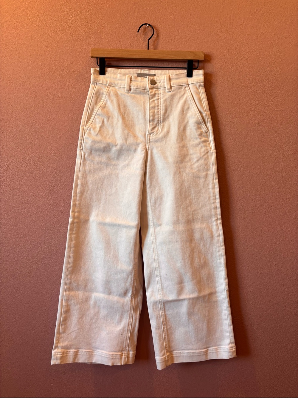 Everlane White High Waist Wide Leg Cropped Jeans Size 4 Regular
